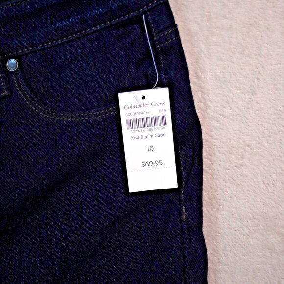 Coldwater Creek Jeans Women's Size 10 Dk Wash Slim Leg Capri Natural Fit NWT - Picture 2 of 7